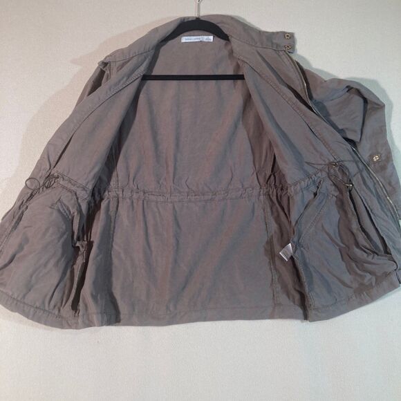 Bishop + Young Utility Jacket Sz S Taupe Brown Tencel Roll Tab Lightweight Coat - Picture 2 of 10